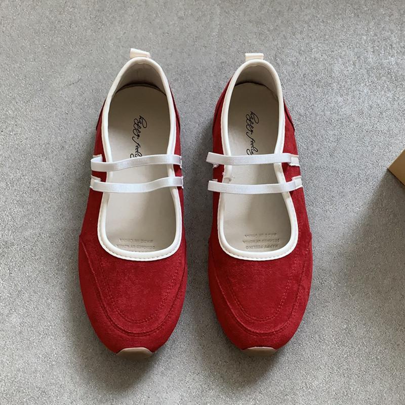 

Fashion IPPEUM Ballet Sneakers Shoes Red Ballet Sneakers Round Toe Ballerinas Flats 225 красный