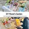 3D French Flower Arrangement DIY Kit: Monet’s Garden Oil Painting with Preserved Flowers & Plaster Ornaments - Ideal for Team Building Activities