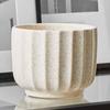 Ceramic Ribbed Vase 4.5 Inch Elegant Home Decor Pot Flowers Plants Indoor Use Cream White Durable Design