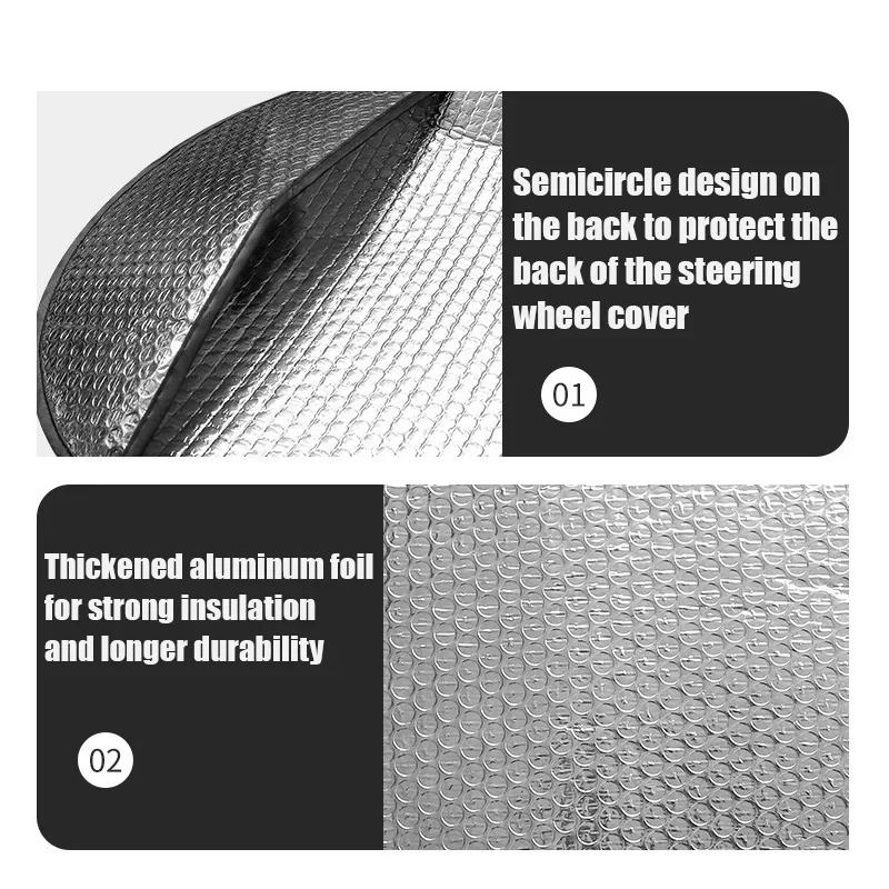 Car Steering Wheel Sun Shade Cover Universal Steer Wheel Sun Protection Heat Reflective Cover Protector Cover Interior Parts
