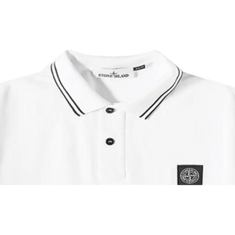 Stone Island Ss23 Striped Trim Polo Shirt Men tops White 10152SC18-A1001
