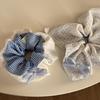 Blue Plaid Double-Sided Bow Ballet Hair Tie - Mori Style