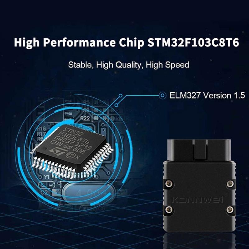 NUR für Android-Telefone, Drahtloser Bluetooth-kompatibler Diagnose-OBD2-Scanner Auto-Code-Lesegerät Scan-Tool ELM327
