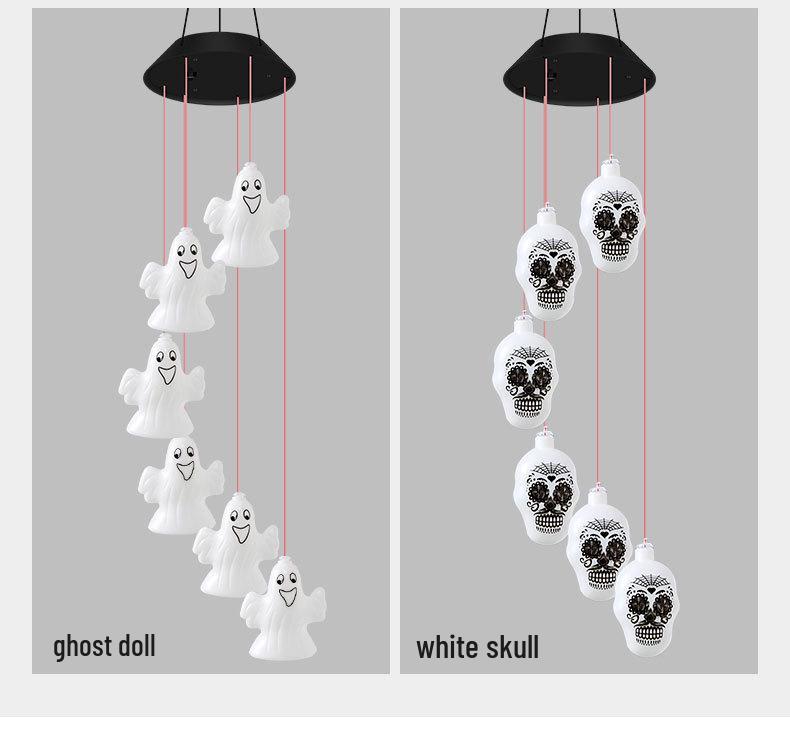 Solar Seven-Color Rose Wind Chime Lamp: Outdoor Courtyard Hanging Light for Halloween Decor