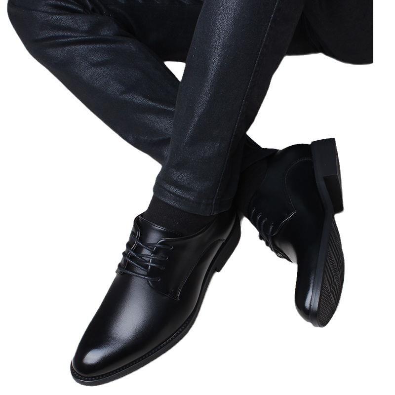 Leather Cowhide Men's Business Leather Shoes Men's British Lace-Up Men's Shoes Fashion Versatile Dress Shoes Tide