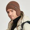 Women Men Winter Beanie Hat Solid Color Unisex Knit Wool Hat Thickened Ribbed Fleece Lined Hat with Earflaps