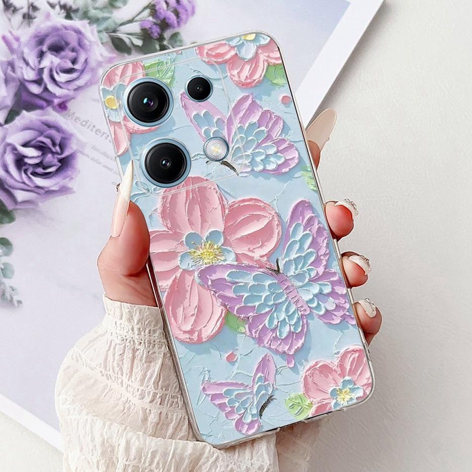 For Xiaomi Redmi Note 14S Case Stylish Butterfly Painted Cover 6.67'' Soft Silicone Phone Case For Redmi Note 14S Note14S Bumper