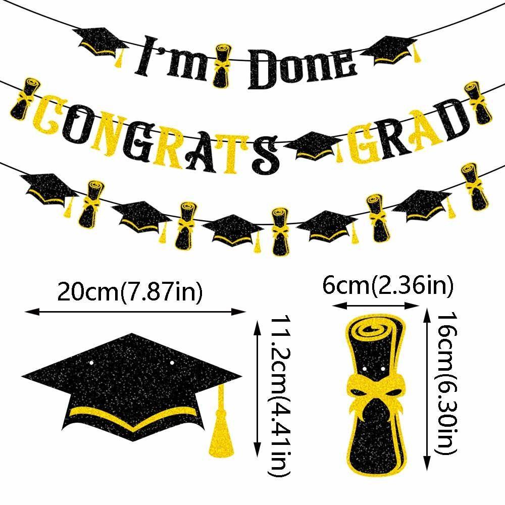 Glitter Decor Graduation Party Banner Reusable Graduation Hanging Banner  Party Supplies