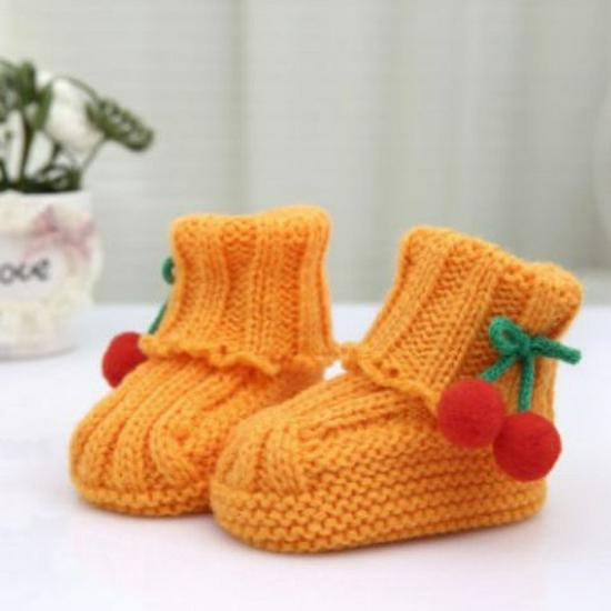 Scarpine da Bambino in Lana Lavorate a Maglia a Mano per Primavera e Autunno (0-6 mesi)