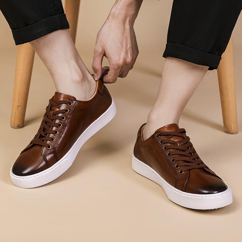 High Quality Mens Casual Shoes Genuine Leather Lace Up Spring Brand Platform Flat Oxford Shoes for Men Trendy Sneakers
