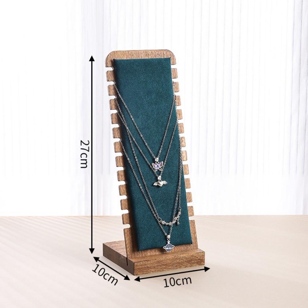 Wood Necklace Display Stand Square Wooden Storage Rack New Jewelry Organizer  Jewelry Brown-Green