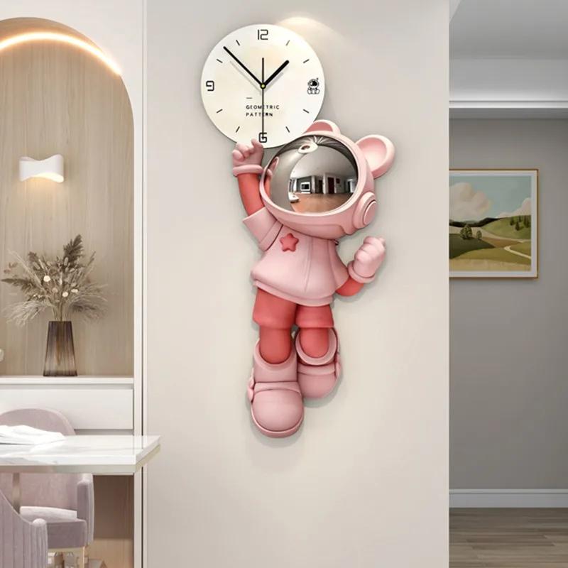 Stylish Wall Clock Astronaut Clocks Design Large 3d Wall Clocks Living Room Modern Elegant Ornaments Modern Home Decoration