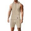 Mens Sleeveless Hoodie Shorts Set Casual 2 Piece Outfit