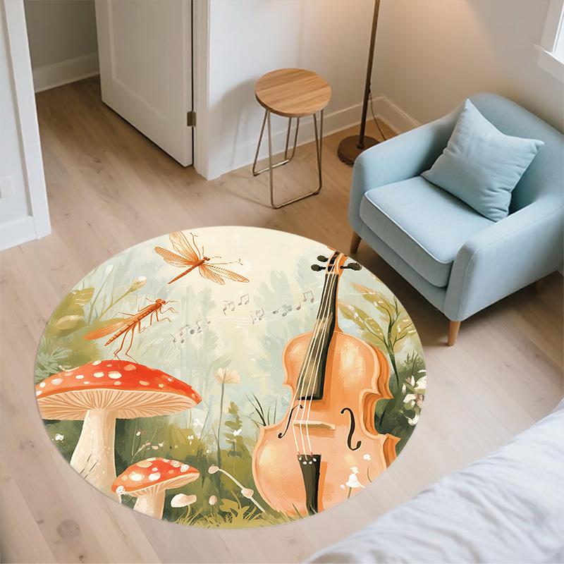 Vintage Dragonfly,Round Area Rug,Carpet Rug for Living Room Bedroom Sofa Playroom Decor,Non-slip Floor Mat