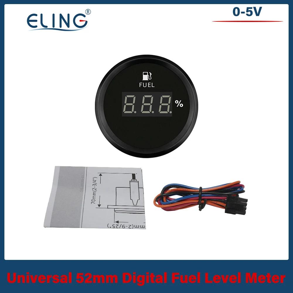 ELING 52mm (2'') Signal 0-5V Fuel Level Gauge Fuel Gauge with Red Backlight Working Volt 12V 24V for Car Boat VAN