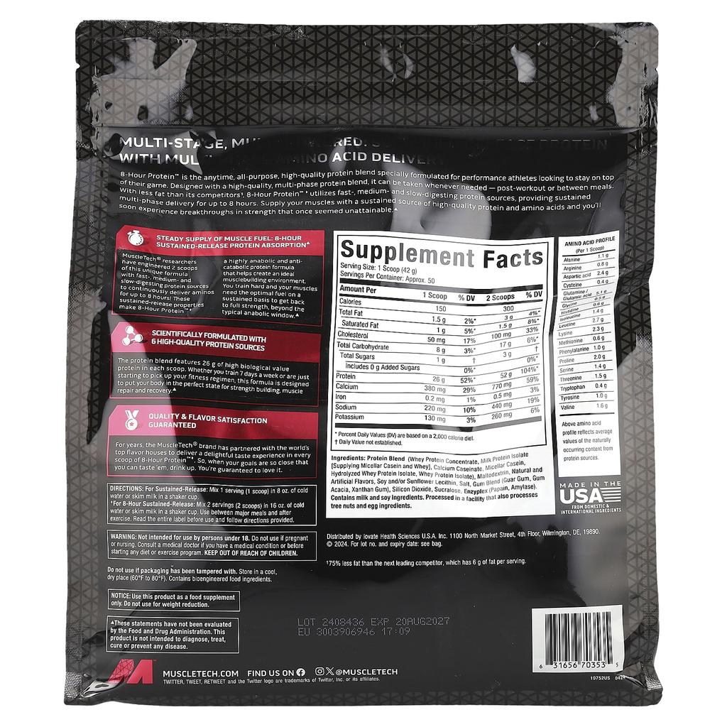 Platinum 8-Hour Protein™, Vanilla Cake, 2.09Kg(4.6Lb)