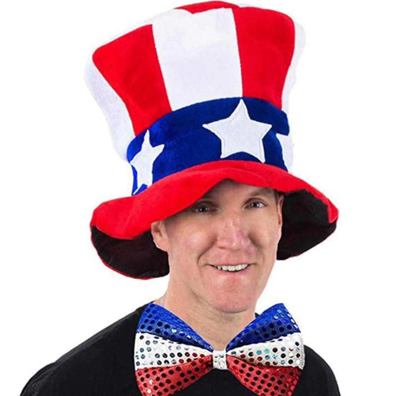 Amerikanische Flaggen Thema Onkel Patriotisches Outfit Zubehör Onkel Patriotisches Verkleidungs Kostüm Beinhaltet Hut Fliege Hosenträger