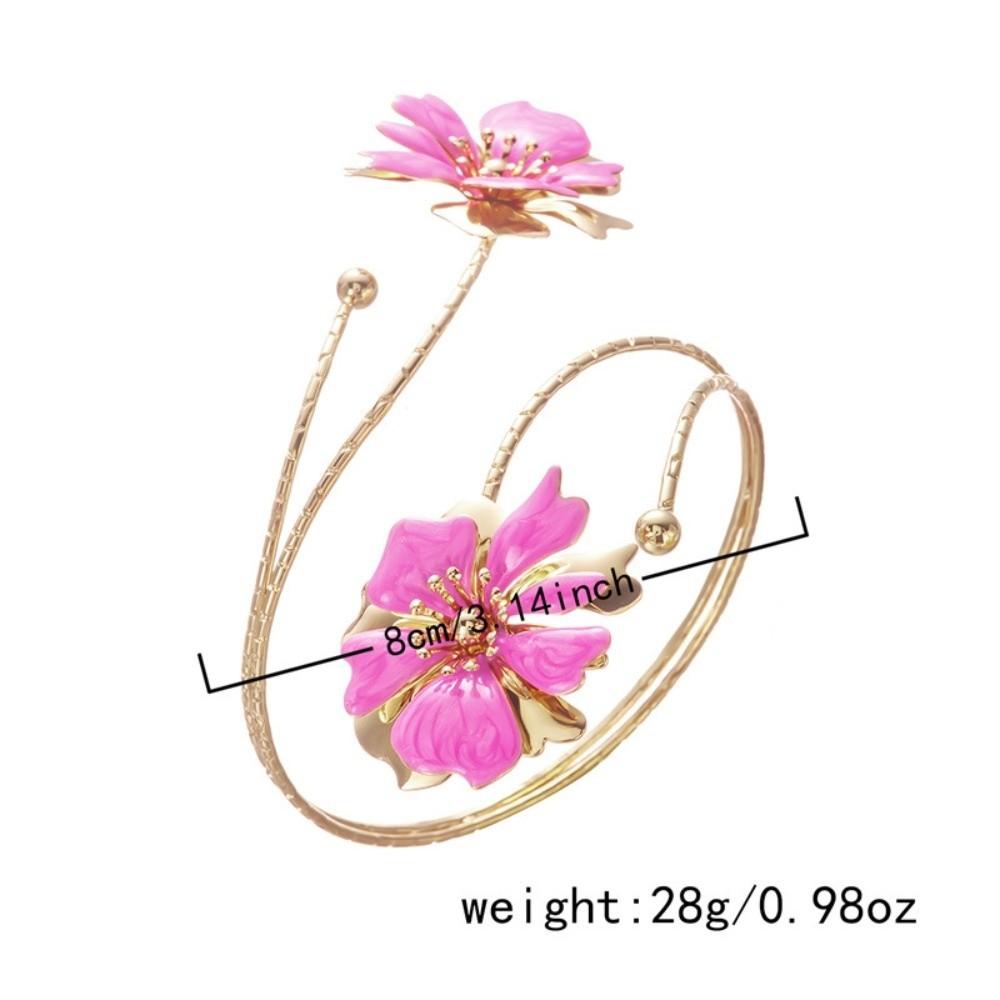 Vintage Style Enamel Flower Cuff Armlet Gold Color Open Arm Ring  Special Occasion