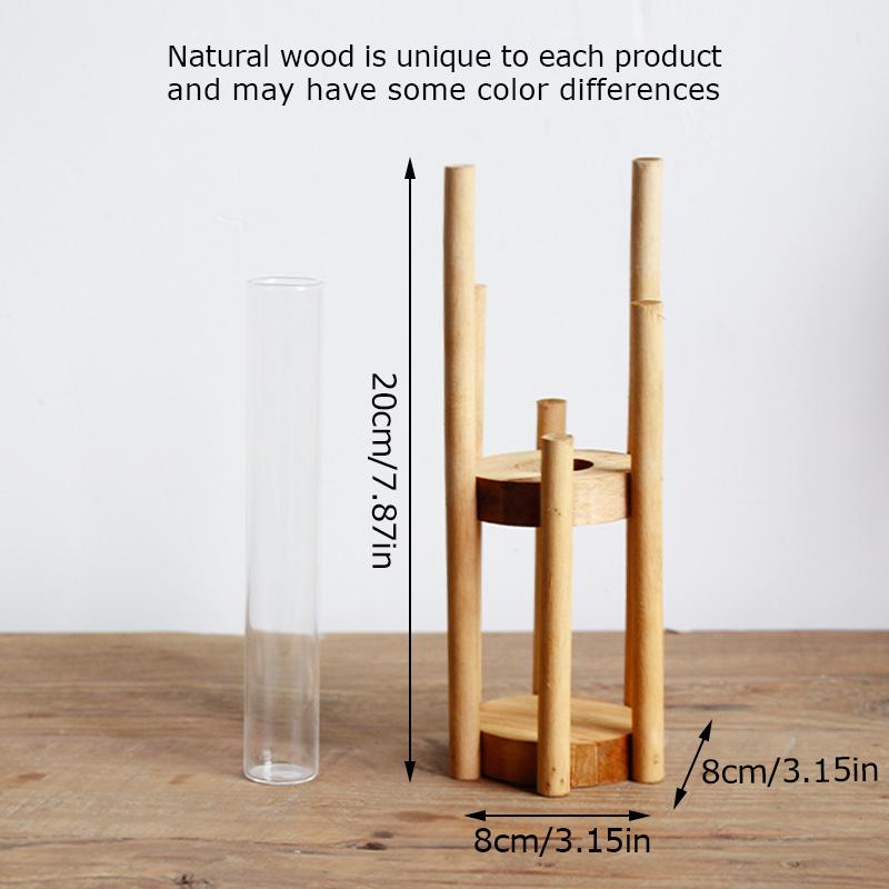 

Ваза для пробирок Держатель для цветов Цветочная посуда из цельного дерева Ваза для гидропонной цветочной композиции M