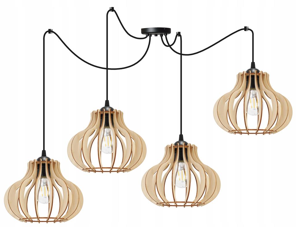 Hanging Lamp, Ceiling Chandelier, Wooden, Led Lampshade