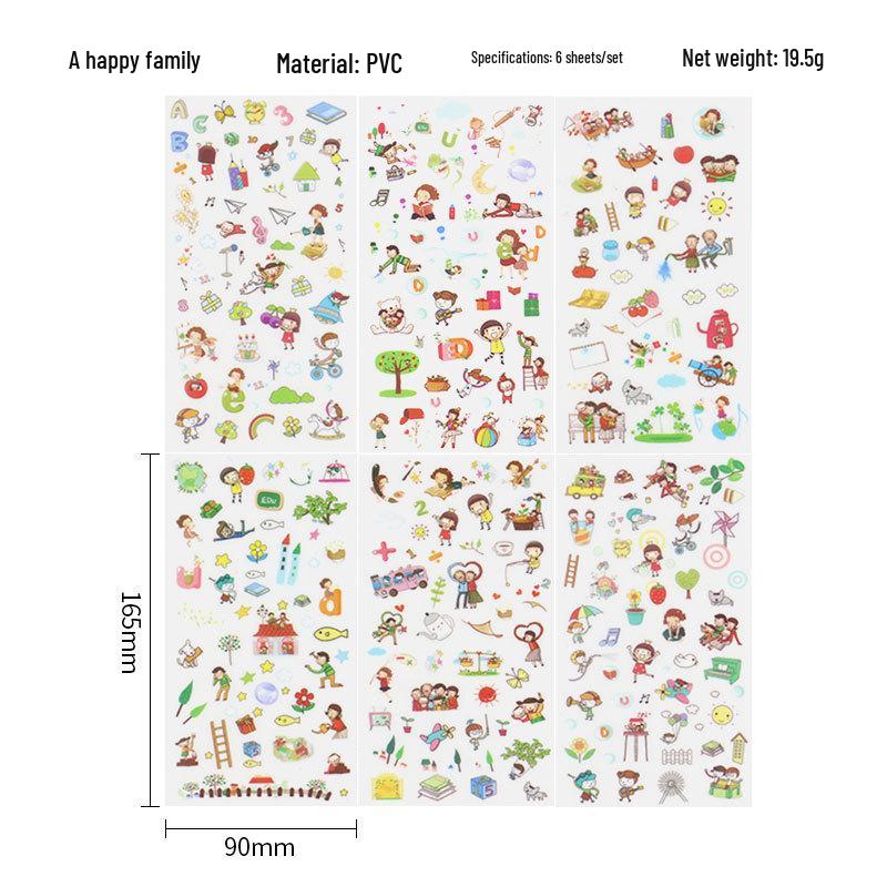 Korean Cartoon Animal Transparent PVC Stickers for Diaries and Baby Growth Journals