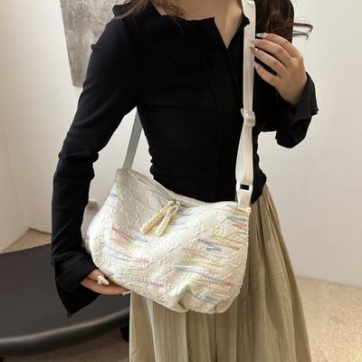 Sac à Bandoulière Décontracté pour le Quotidien, Sac Tote Élégant et Simple à Grande Capacité avec Fil Brodé, Porté en bandoulière