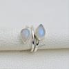 Natural Moonstone Ring, Handmade Ring, 925 Sterling Silver Ring, Teardrop Two Gemstone Ring, Gift for Her, Birthday Ring