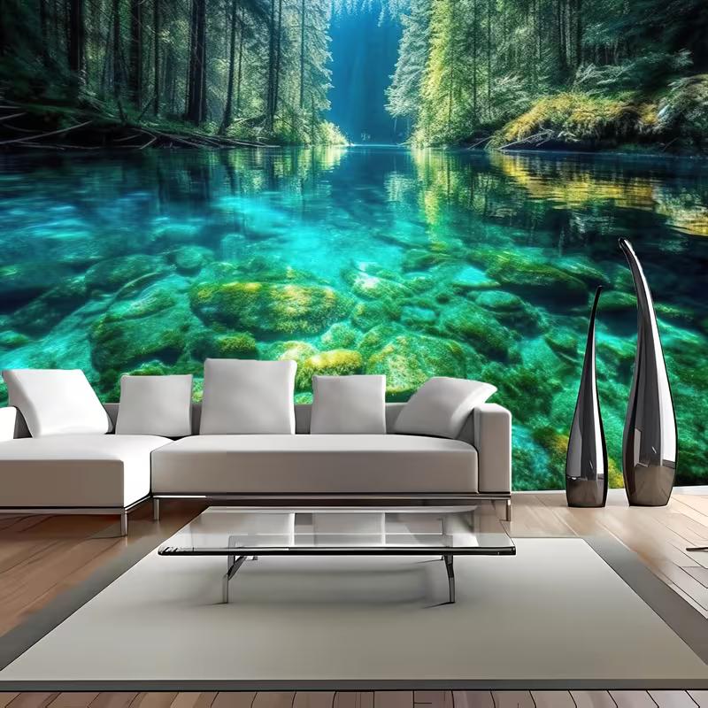 2D Aesthetic Clear Water Forest Tapestry Bohemian Home Decor