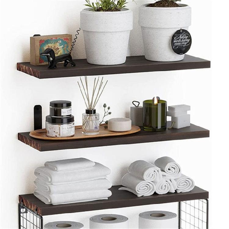 Stylish Bathroom Storage Shelf Wood Floating Storage Solution Portable Wall Mounted Over Toilet for Daily Use