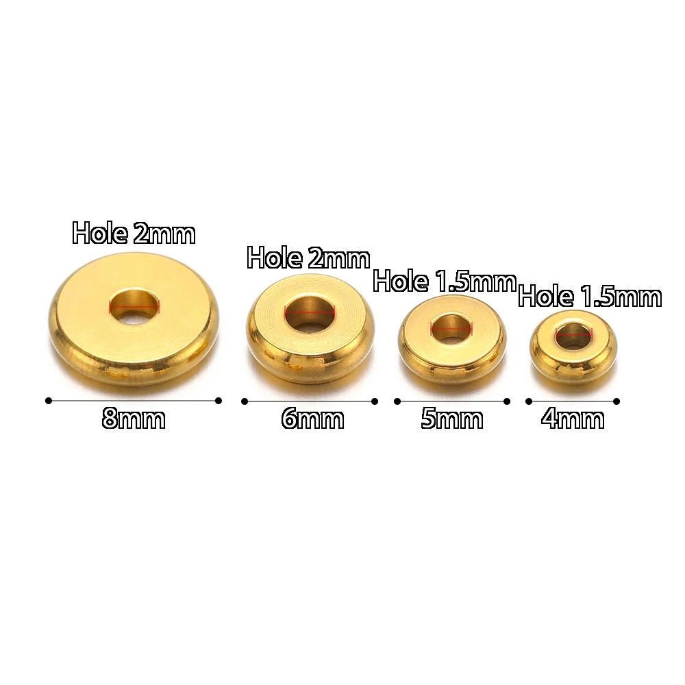 20-50Pcs Stainless Steel Round 4mm 5mm 6mm 8mm Flat Spacer Beads Loose Beads for DIY Jewelry Making Bracelet Necklaces Supplies