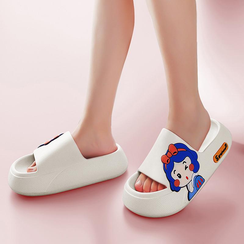 5cm Dicke Sohle Damen Hausschuhe Niedliche Prinzessinnen-Aufkleber Badezimmer Strand Indoor Sandalen Sommer Neu Paar Pantoletten Coole Schuhe