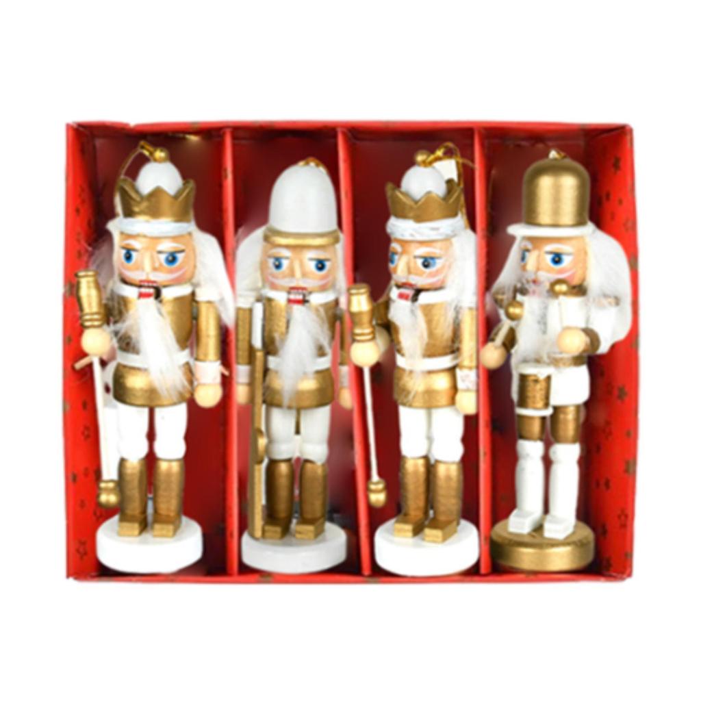 4x Nussknacker Marionettenfiguren Heimdekoration Einweihungsgeschenk Künstliche Ornamente für Bücherregal Büro Innenbereich Schreibtisch