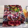 1Pc Hazbin Hotel Print Flannel Blanket, High Quality Comfortable for All Seasons, Home Decor, Warmth and Comfort, Perfect for Christmas Gifts