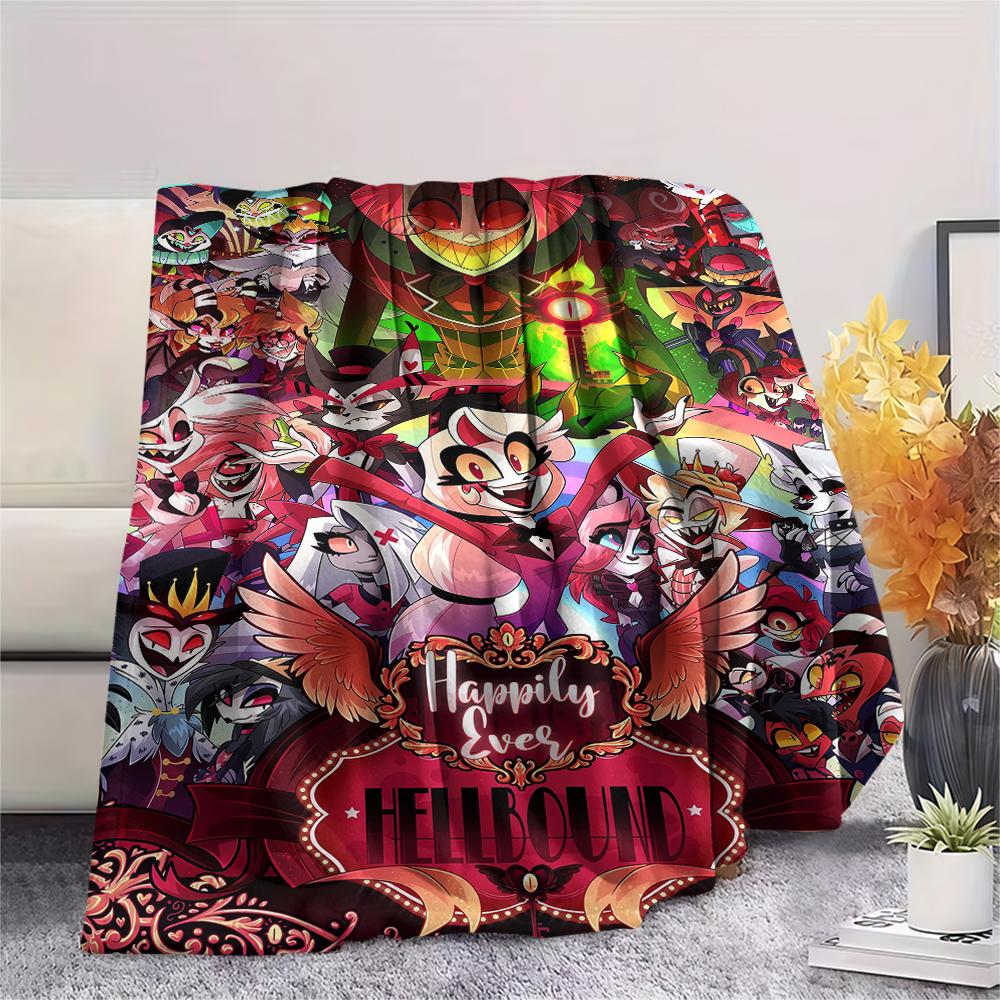 1Pc Hazbin Hotel Print Flannel Blanket, High Quality Comfortable for All Seasons, Home Decor, Warmth and Comfort, Perfect for Christmas Gifts