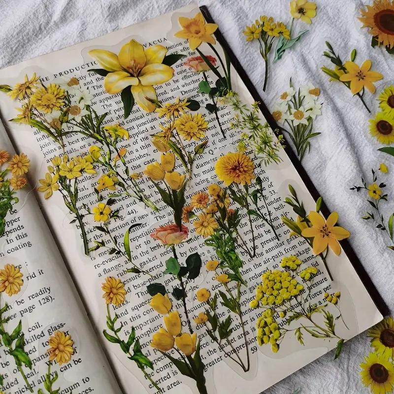 40pcs Plant Flower Leaf Decorative Sticker PET Hand Account Material Sticker Pack for Scrapbook Label Diary Stationery Album Tel