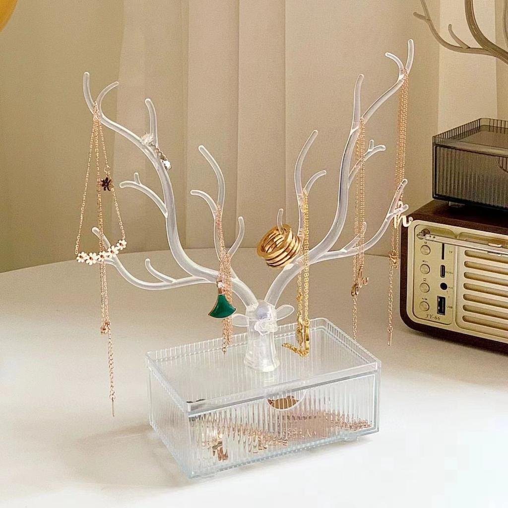 Schmuckorganisator mit Hirsch-Thema Ohrstecker- & Armband-Hängegestell Desktop-Aufbewahrungs-Präsentationsständer mit Schmuckablage für Ohrringe, Ringe & Accessoires