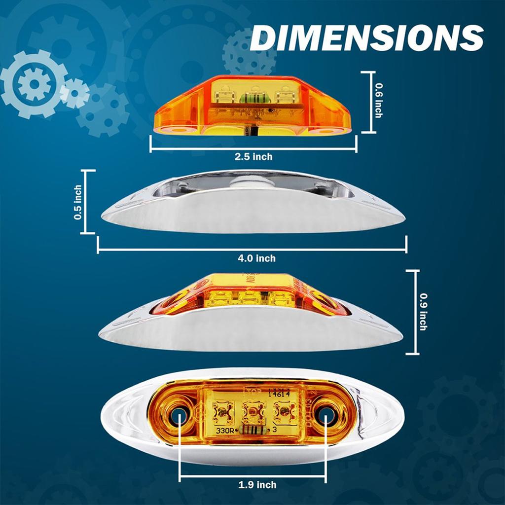 10pcs 3LED Side Marker Light Waterproof Dustproof Lamp for Truck Trailer Lorry