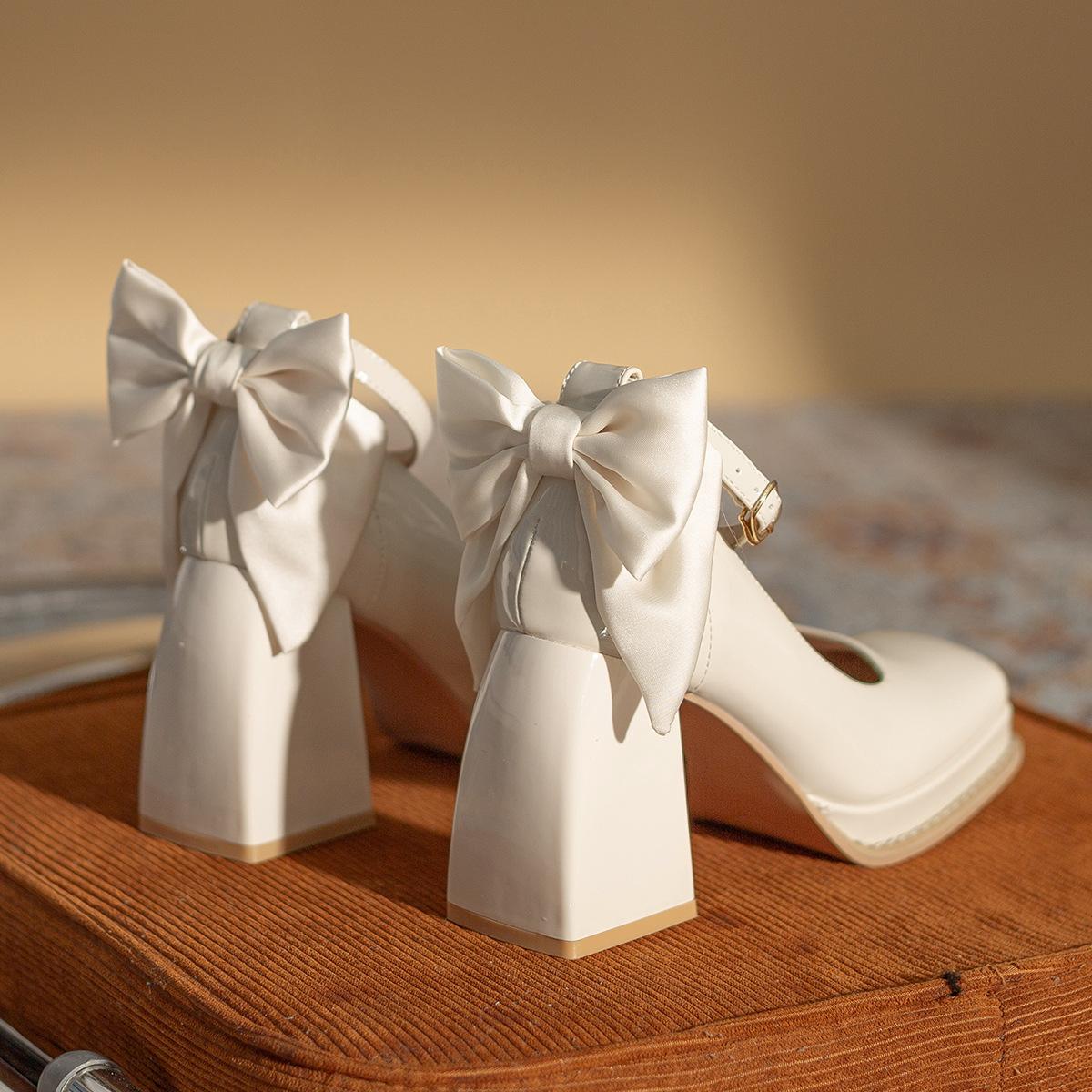 

Square head Mary Jane 2025 spring and autumn new super high heel princess Barbie shoes waterproof table high heels children versatile 34