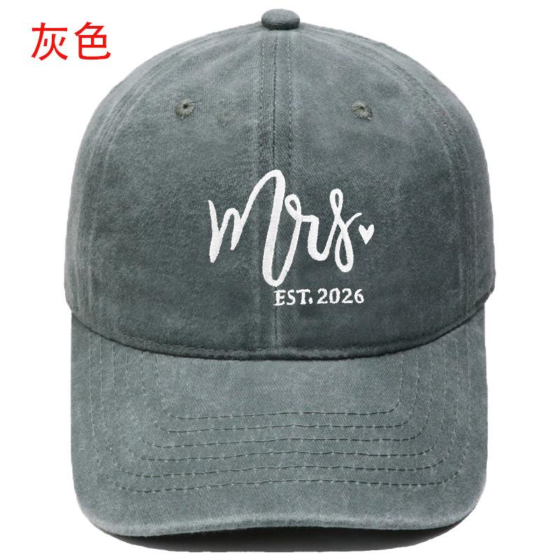 Popular Mr. Mrs. Embroidered Baseball Cap Washed Retro Male and Female Couples Casual Outdoor Sun Hat