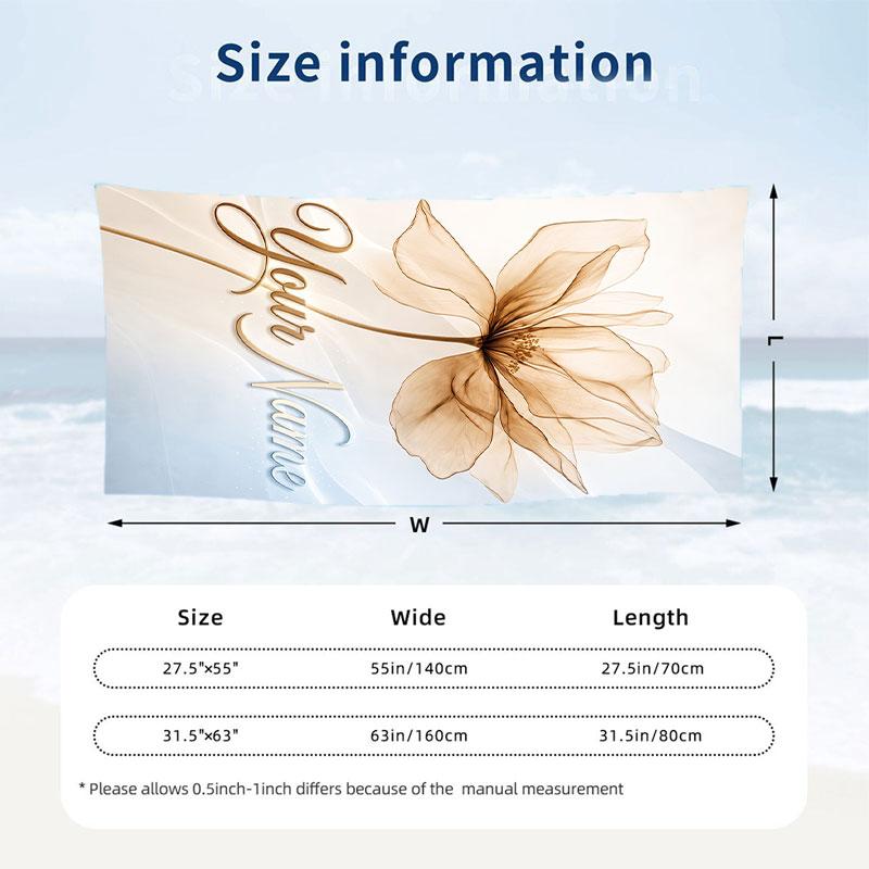Floral Garden Theme Beach Towel Personalized Custom Name & Text Soft Quick Dry Beach Towel for Swimming Travel