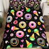 Donuts Bedding Duvet Cover Chocolate Doughnut Bedding Set Black White Comforter Cover Microfiber Whimsical Dessert Quilt Cover