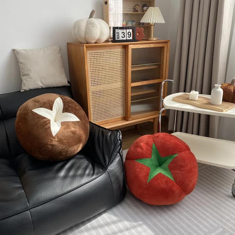 Cushion with Tomato-Shaped Vegetable Mushroom Persimmon Round  Pad for Window Seat for Bedroom Thickened Cute Pillow Cute Pillow