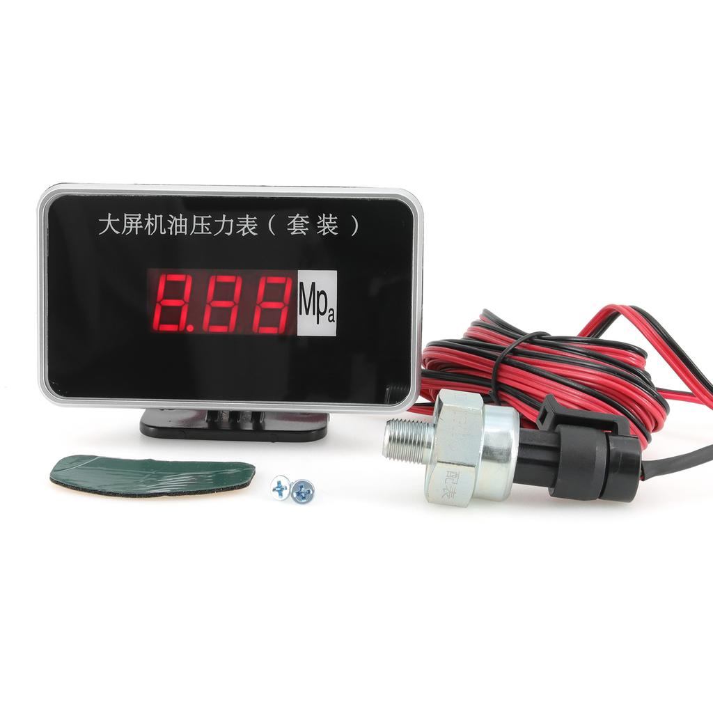 LED Car Oil Pressure Gauge Mpa Oil Press Meter with Oil Pressure Sensor 1/8NPT Universal Instrument 9-36V for Truck SUV RV