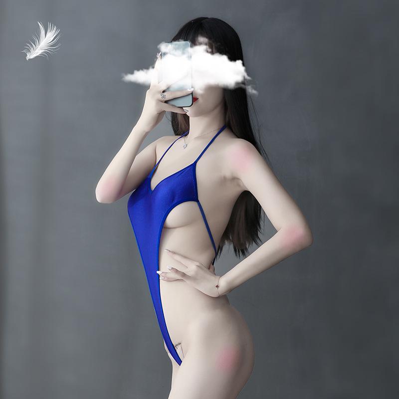 Hochelastischer glänzender Cosplay Schulbadeanzug Body Erotische Dessous für Frauen