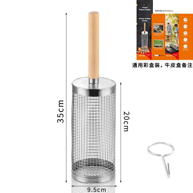 Stainless Steel Grill Basket Portable Barbecue Cage Rolling Grilling Basket Useful BBQ Grill Basket Outdoor Grill Accessories