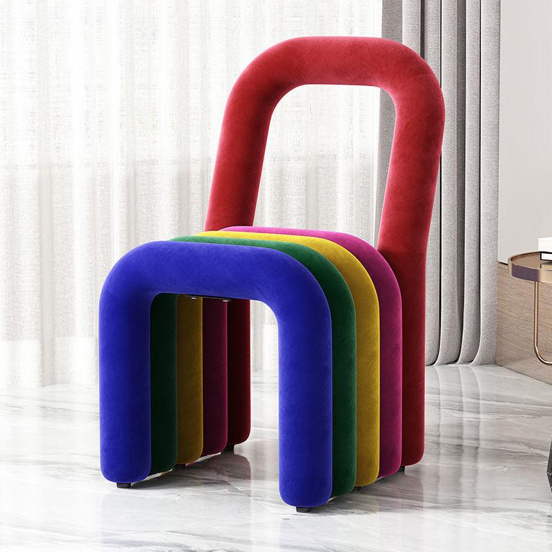 Simple Home Dopamine Dining Chair: Stylish Leisure Backrest and Creative Makeup Stool