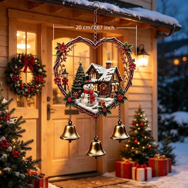Weihnachtsmann Rentier Windspiel Robust 3 Glocken Weihnachtsanhänger Festlicher Feiertags-Hängeornament