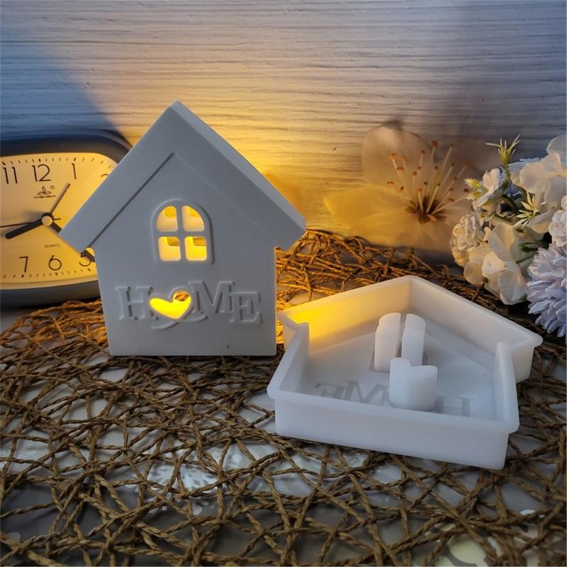 House Shaped Silicone Molds for Epoxy Resin, House Shaped Concrete Cement Silicone Molds for Art Craft, Gypsum Ornament