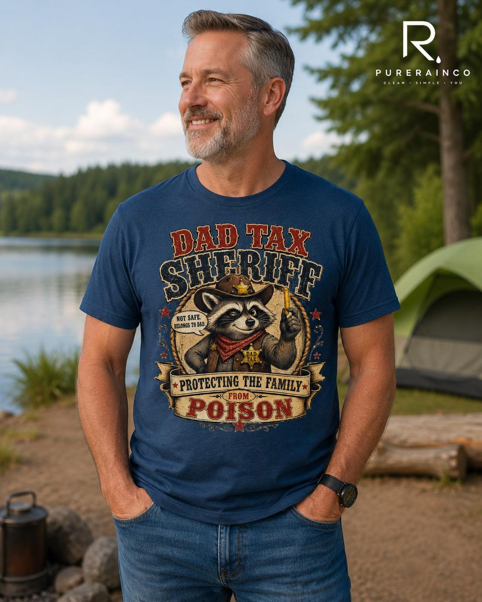 Dad Tax Sheriff Shirt, Funny Poison Protection T-Shirt, Retro Raccoon Father Day Gift 3XL