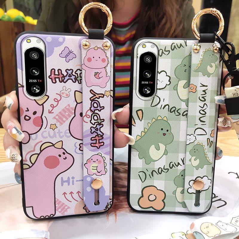 Anti-dust Soft Case Phone Case For Sony Xperia5 IV Kickstand Phone Holder Cartoon Fashion Design Waterproof Wrist Strap